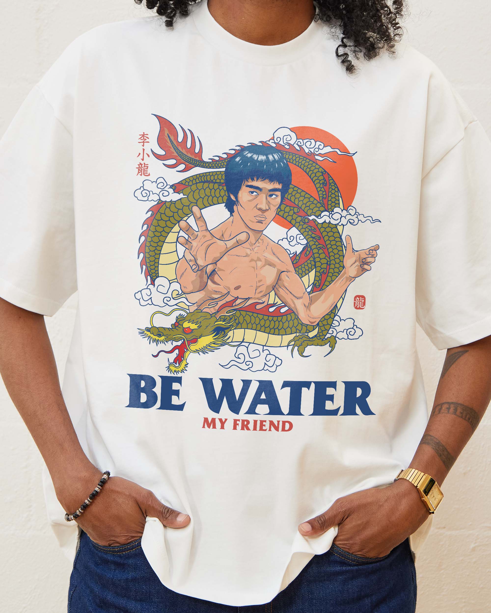 Bruce Lee Be Water Oversized Graphic T-Shirt - Unisex 100% Combed Cotton Tee