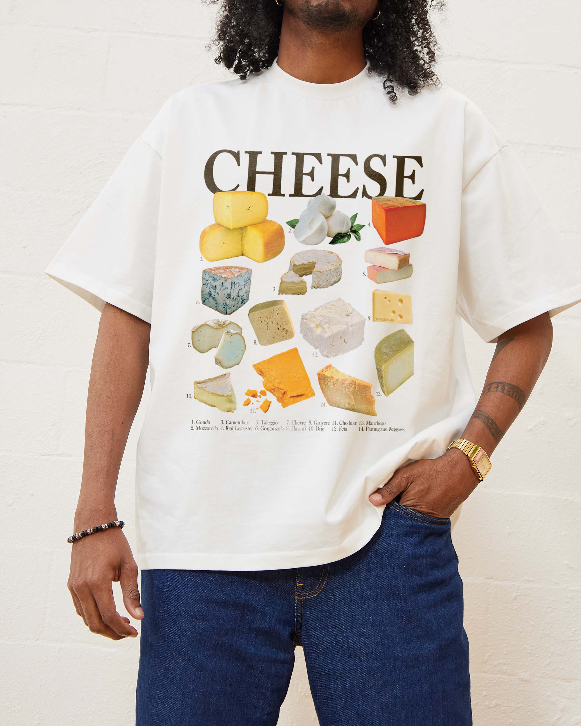 Cheese Homage Oversized Graphic Tee - Threadheads Unisex 90s Boxy Fit 100% Combed Cotton