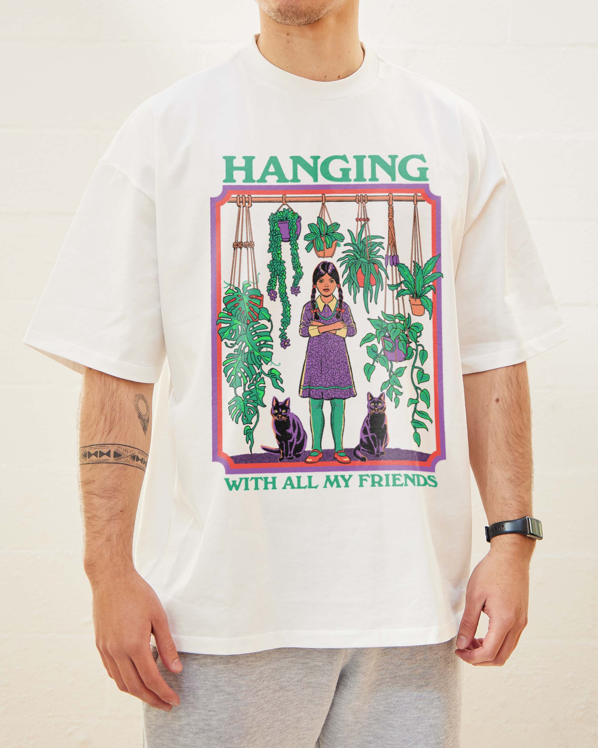 Hanging With All My Friends Oversized Graphic Tee - Unisex 90s Boxy Fit Cotton T-Shirt