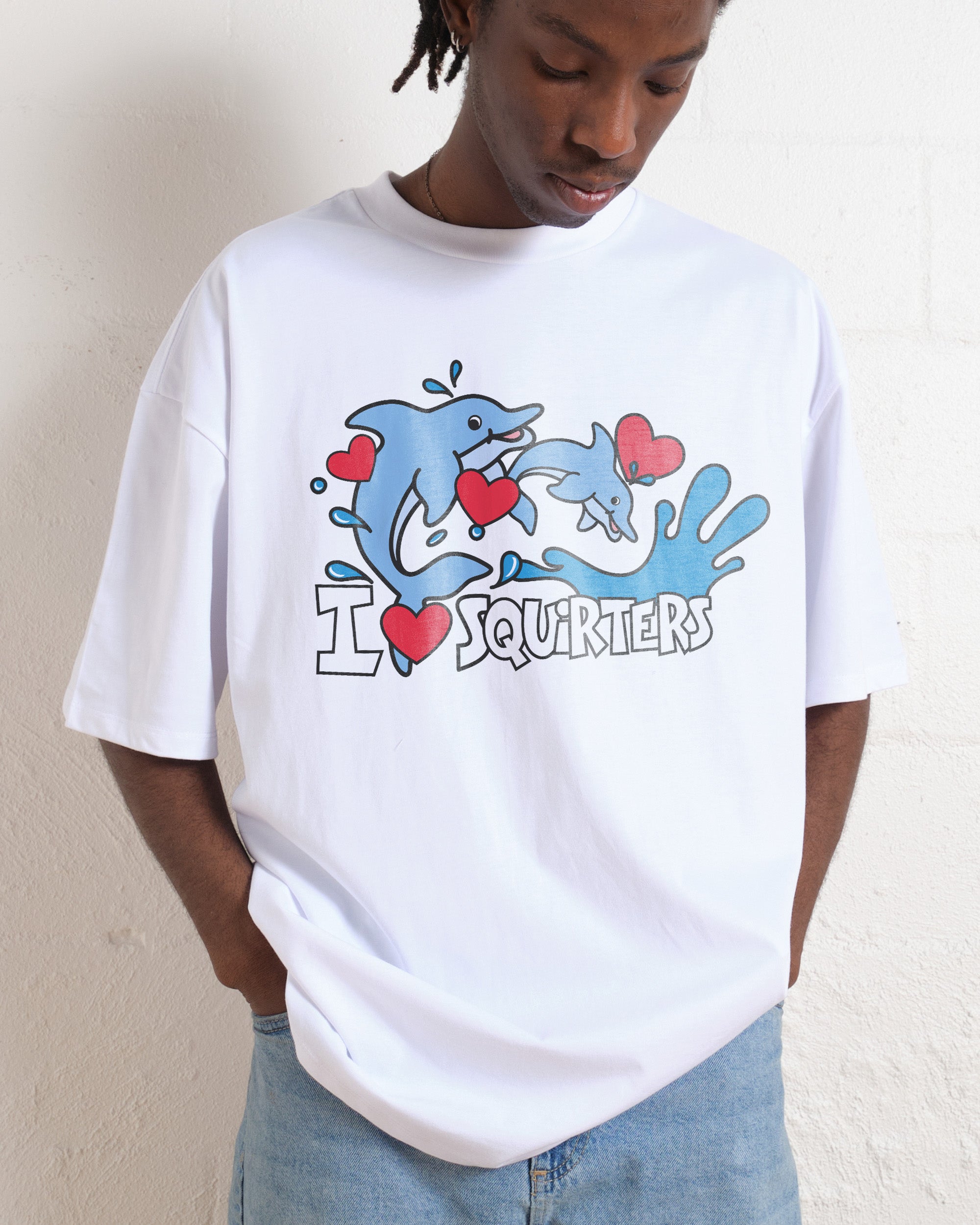I Love Squirters Oversized Graphic Tee - Unisex 90s Boxy Fit 100% Combed Cotton
