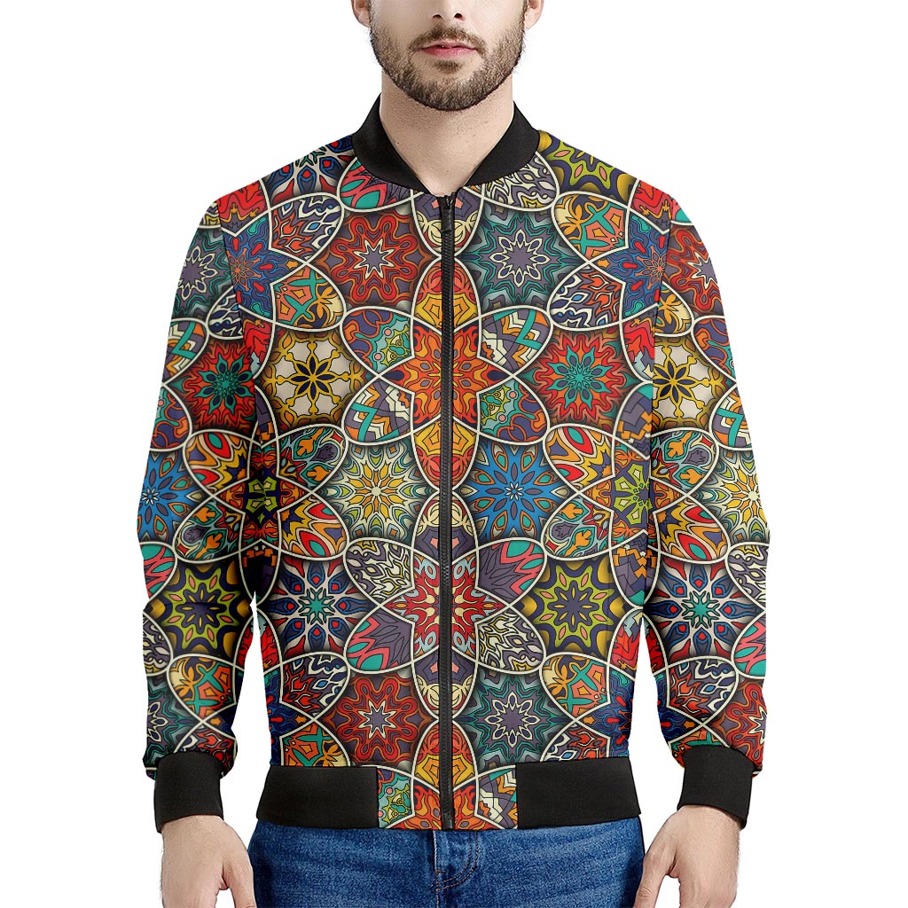 Mandala Star Bohemian Pattern Print Men's Bomber Jacket