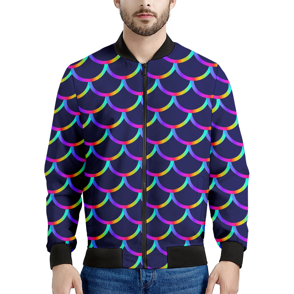 Mermaid Scales Pattern Print Men's Bomber Jacket