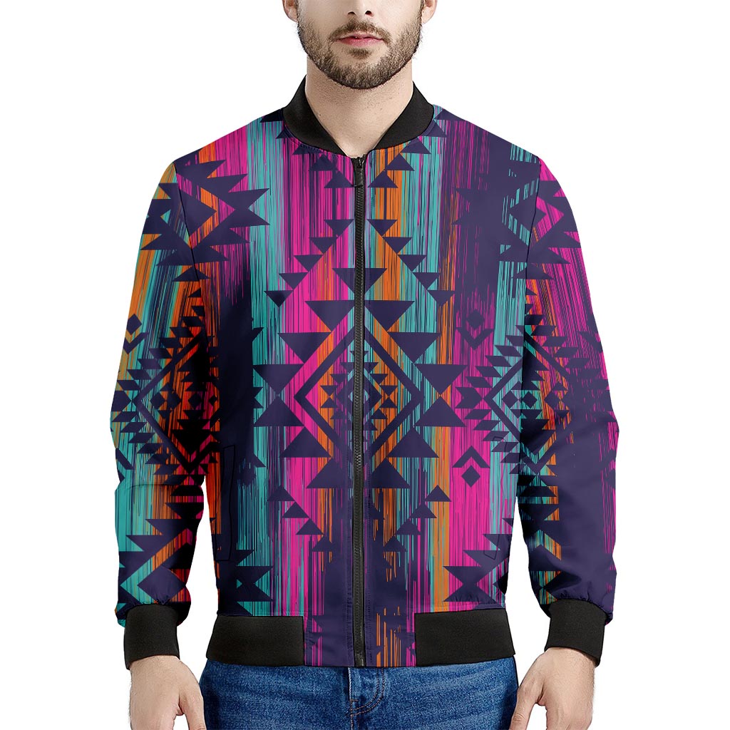 Native Tribal Aztec Pattern Print Men's Bomber Jacket