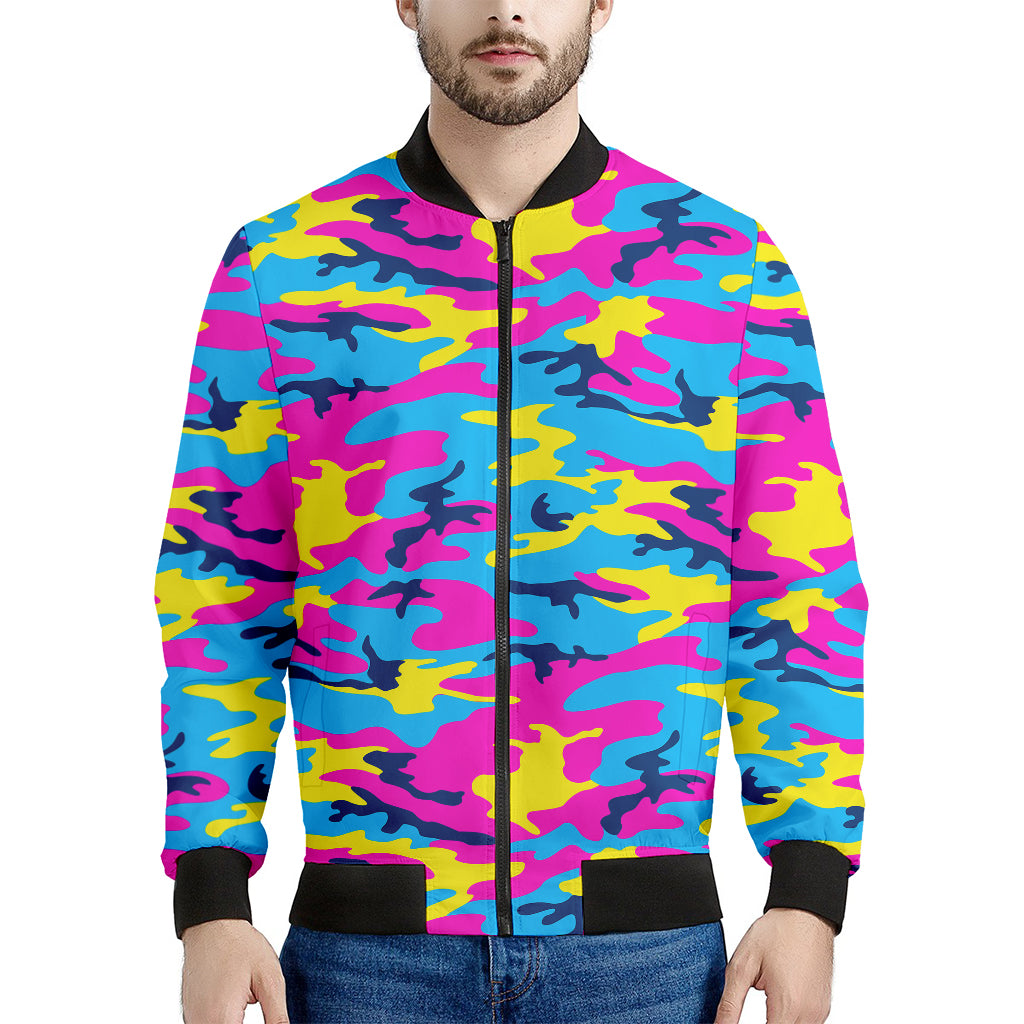 Neon Camouflage Print Men's Bomber Jacket