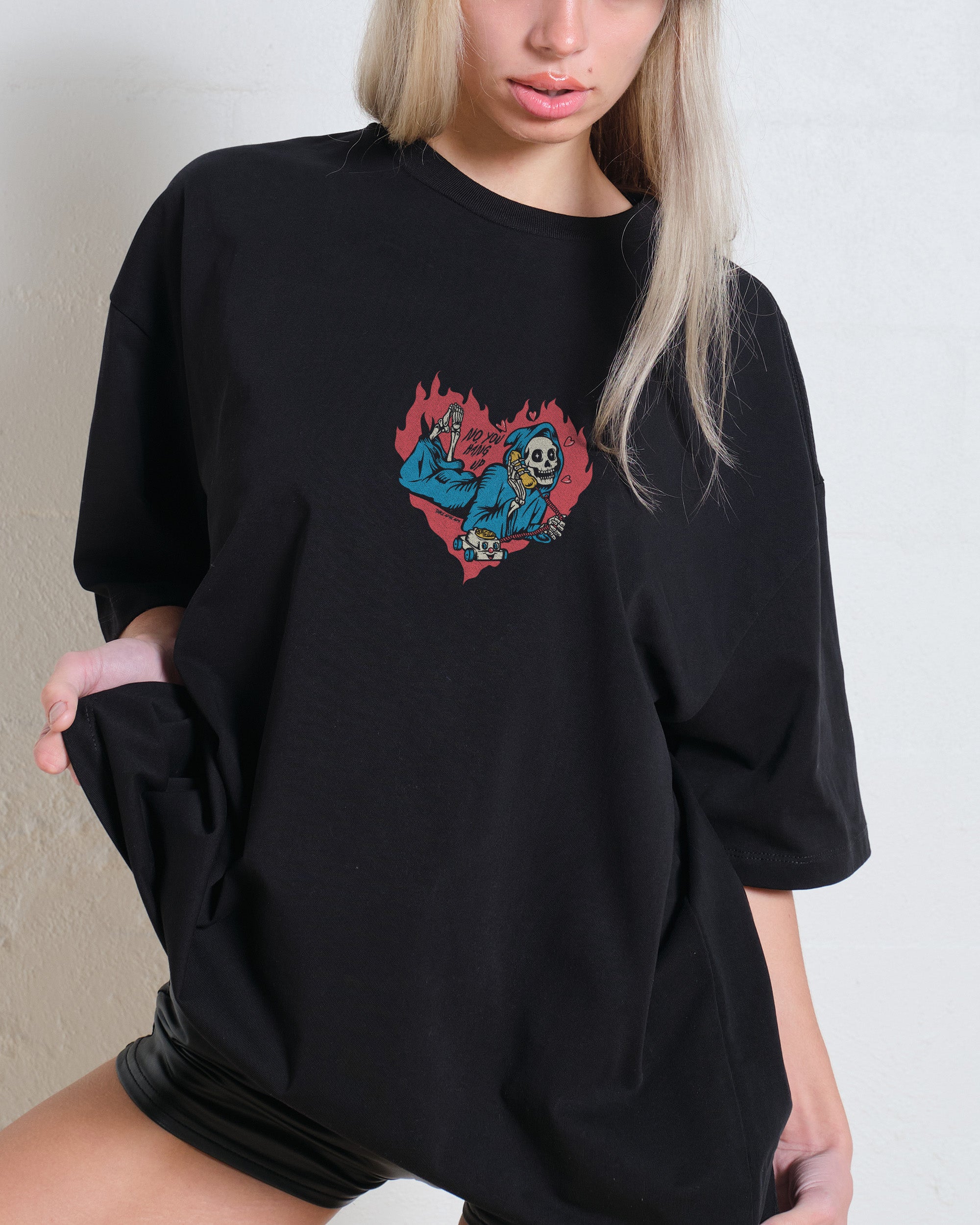 No You Hang Up Oversized Graphic Tee - Unisex 90s Boxy Fit 100% Combed Cotton