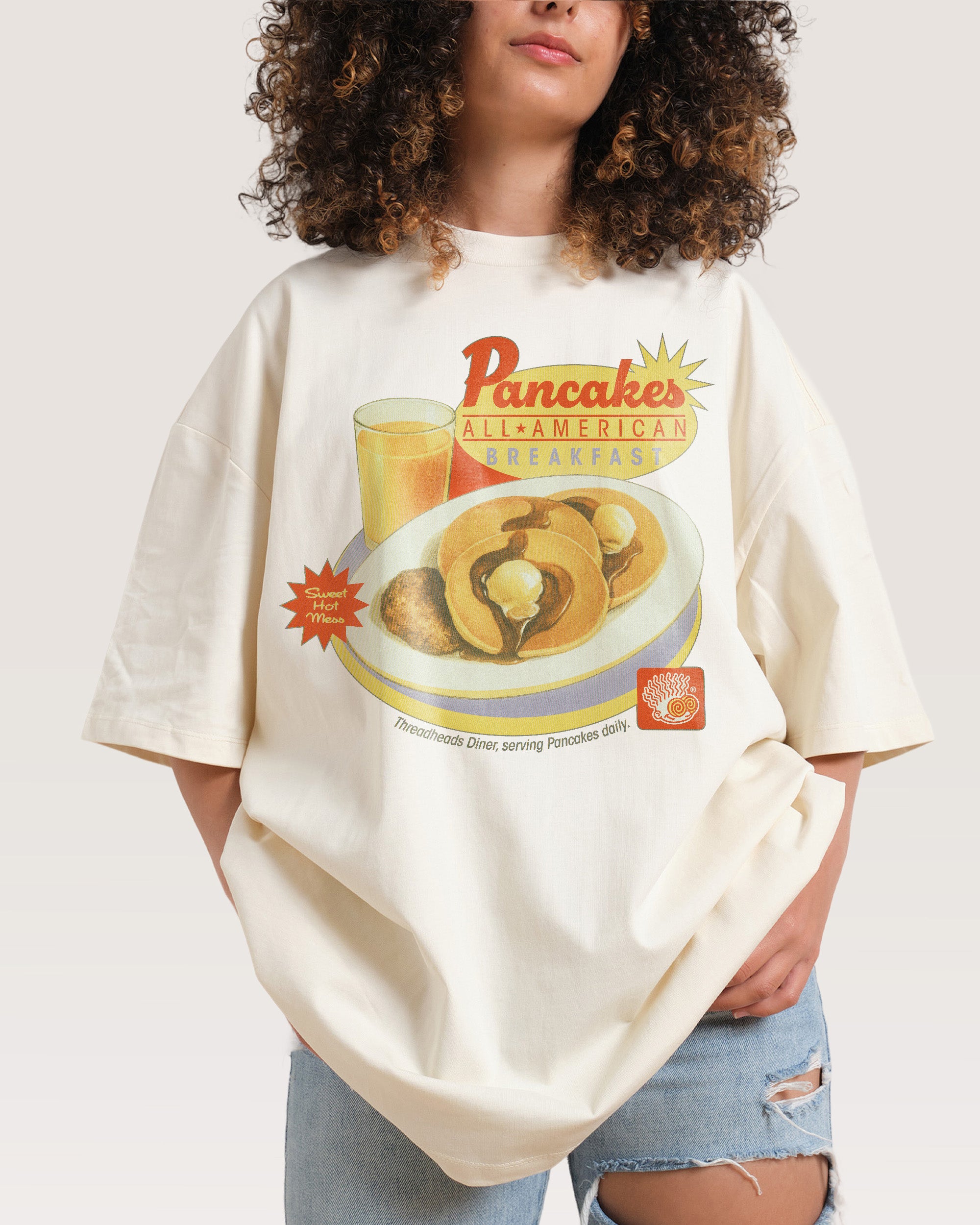 Pancakes Oversized Tee - Premium 100% Combed Cotton Graphic T-Shirt Unisex