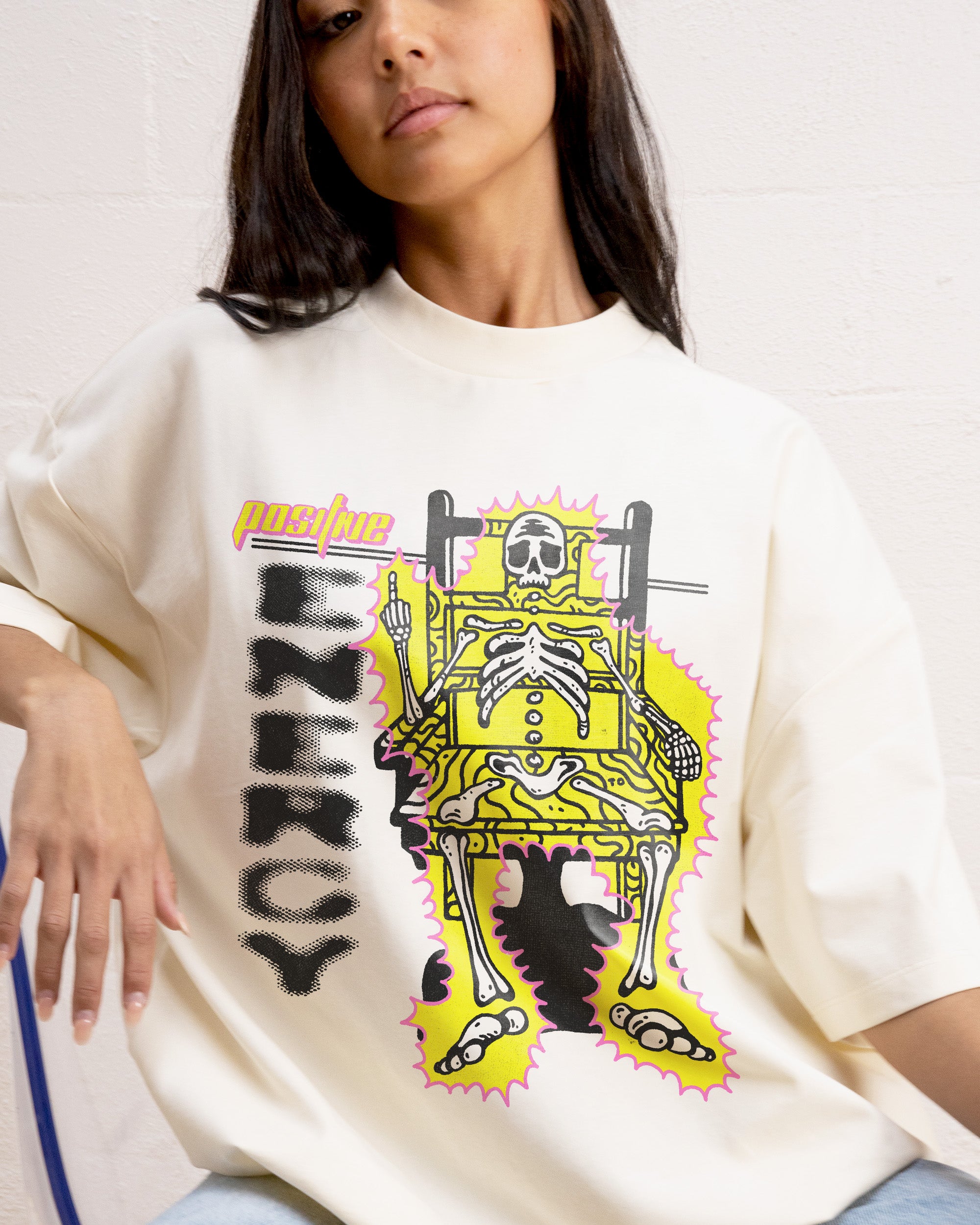 Positive Energy Oversized Graphic Tee - Unisex 90s Boxy Fit 100% Combed Cotton