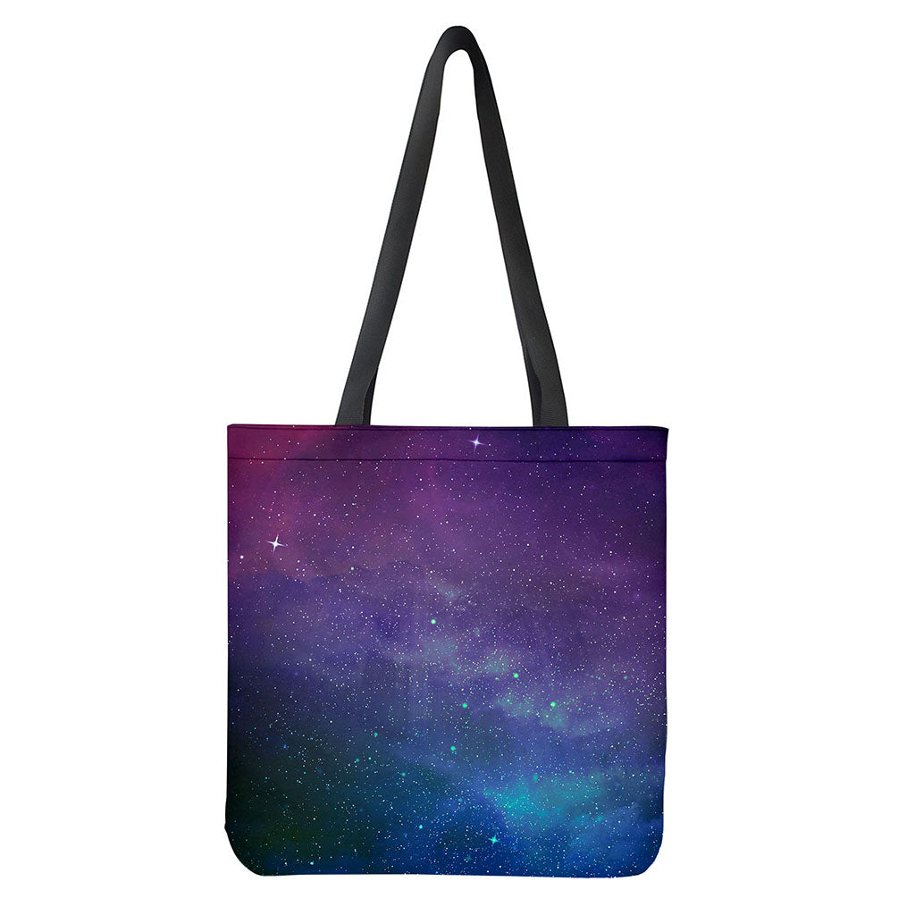 Purple Turquoise Galaxy Space Print Tote Bag - Polyester Double-Sided Print