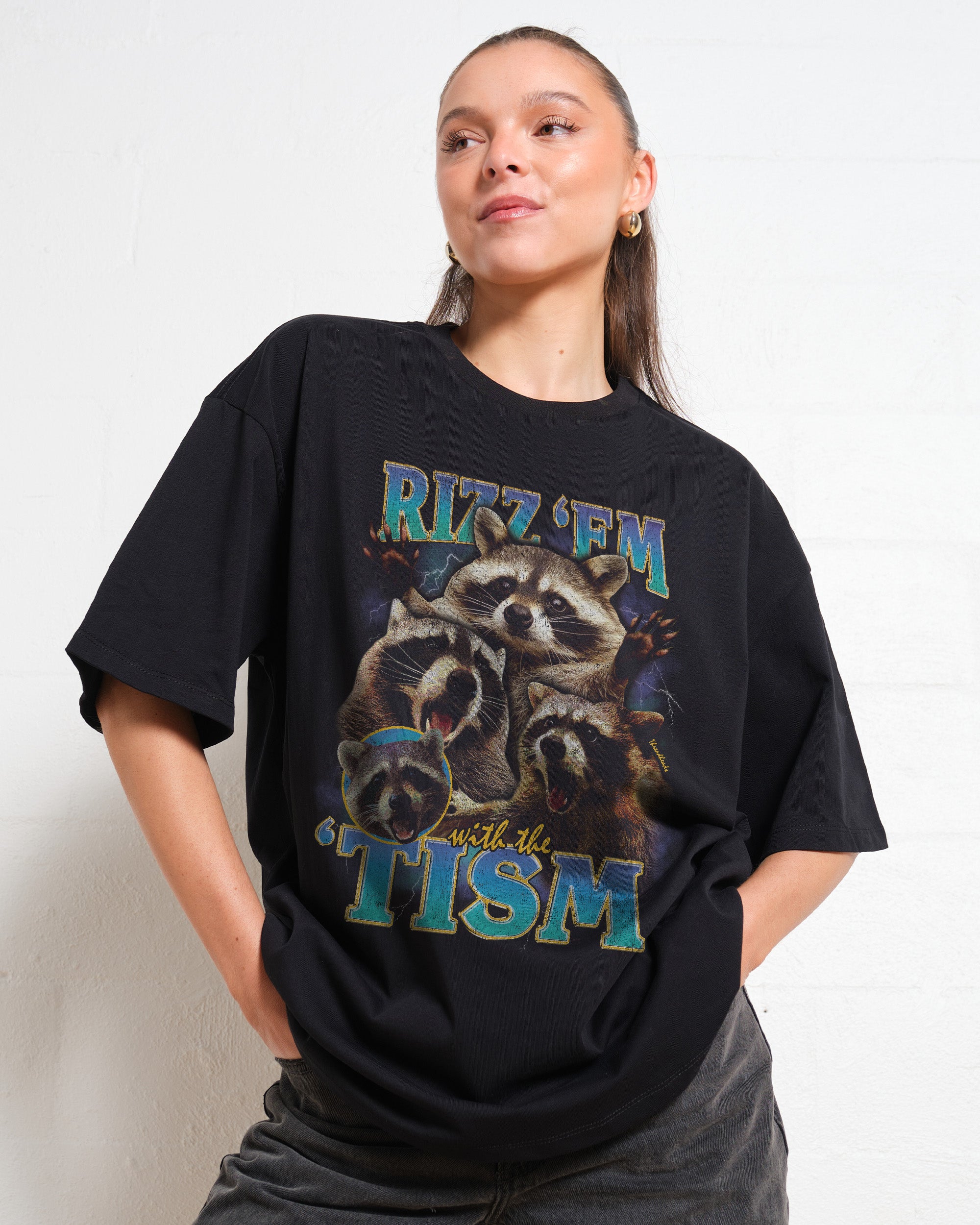 Rizz 'Em With the 'Tism Oversized Graphic Tee - Unisex 90s Boxy Fit 100% Combed Cotton