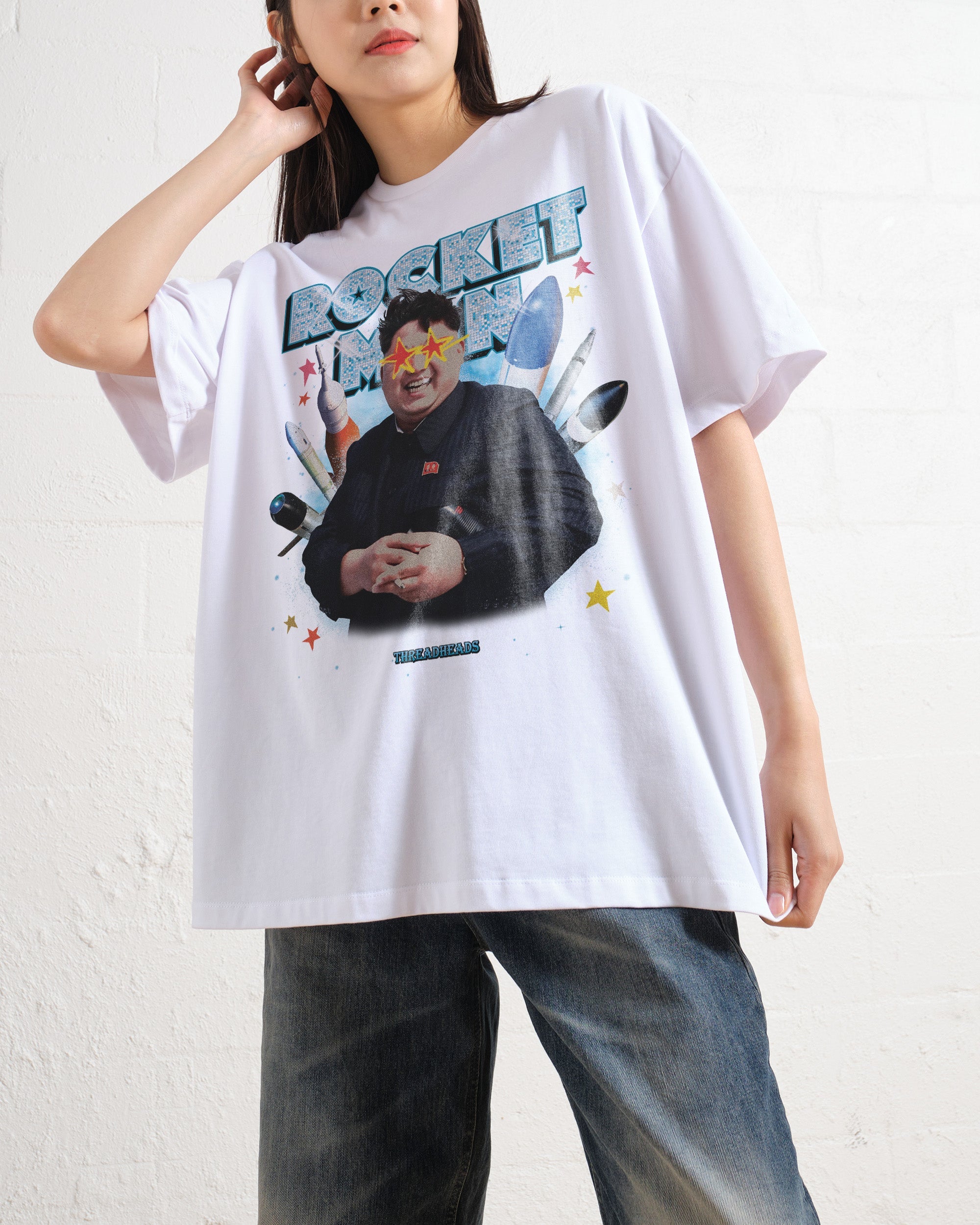 Rocket Man Oversized Graphic Tee - Threadheads 90s Boxy Fit 100% Combed Cotton
