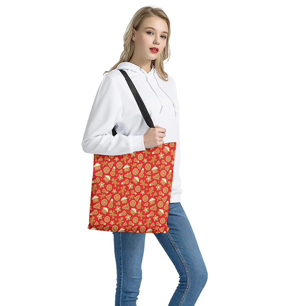 Xmas Gingerbread Pattern Print Polyester Tote Bag - Double-Sided