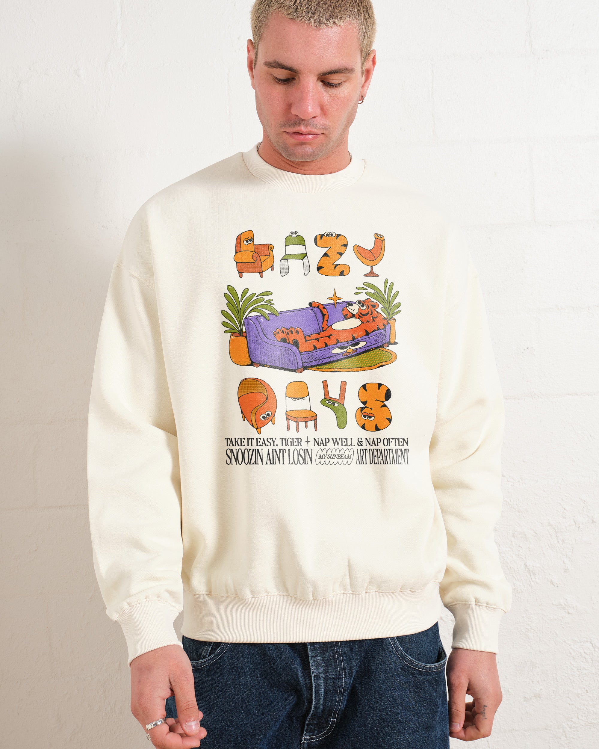 Lazy Days Unisex Sweatshirt - Premium 80% Cotton 340gsm Graphic Print
