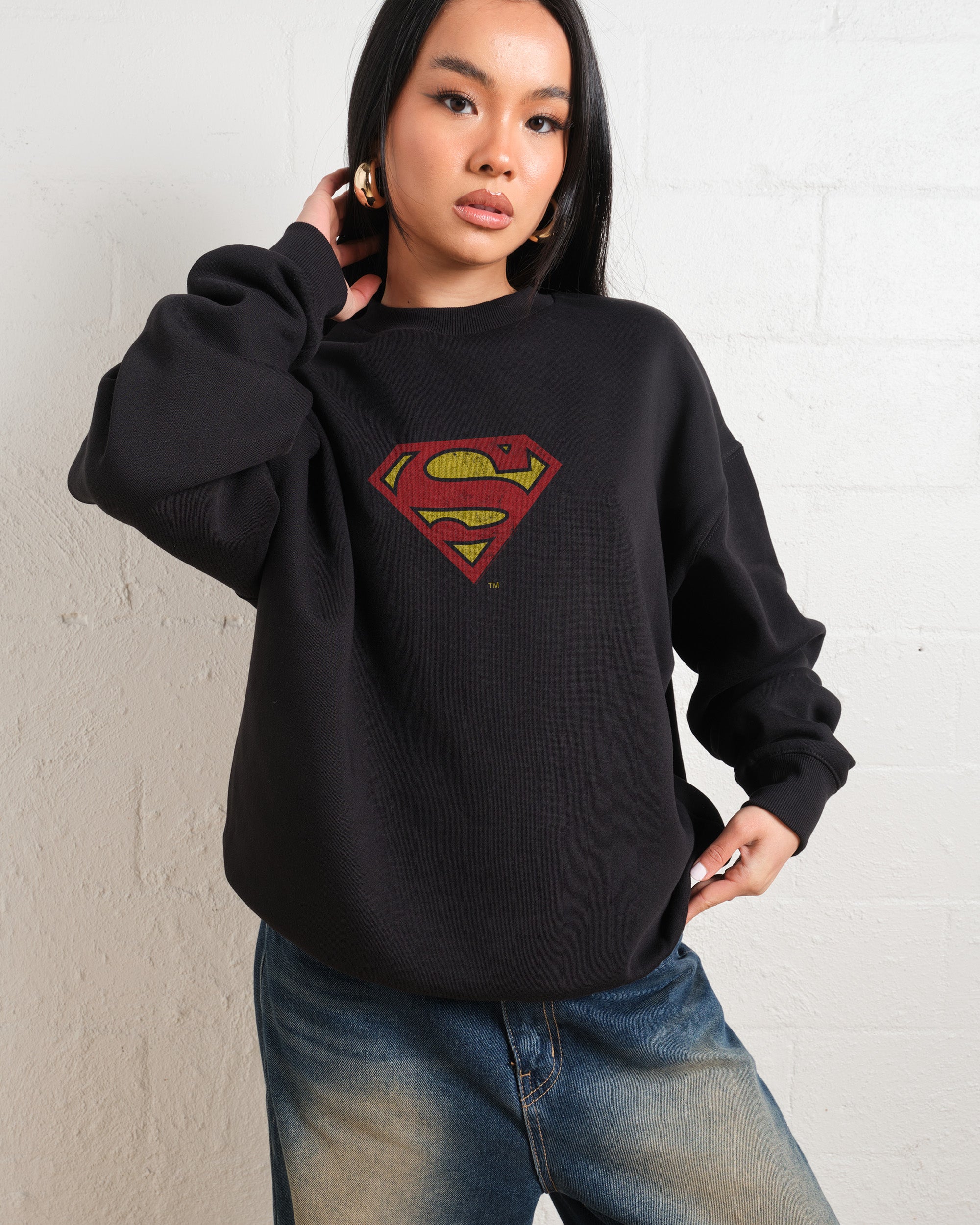 Superman Classic Logo Unisex Sweatshirt 80% Cotton 340gsm DC Graphic
