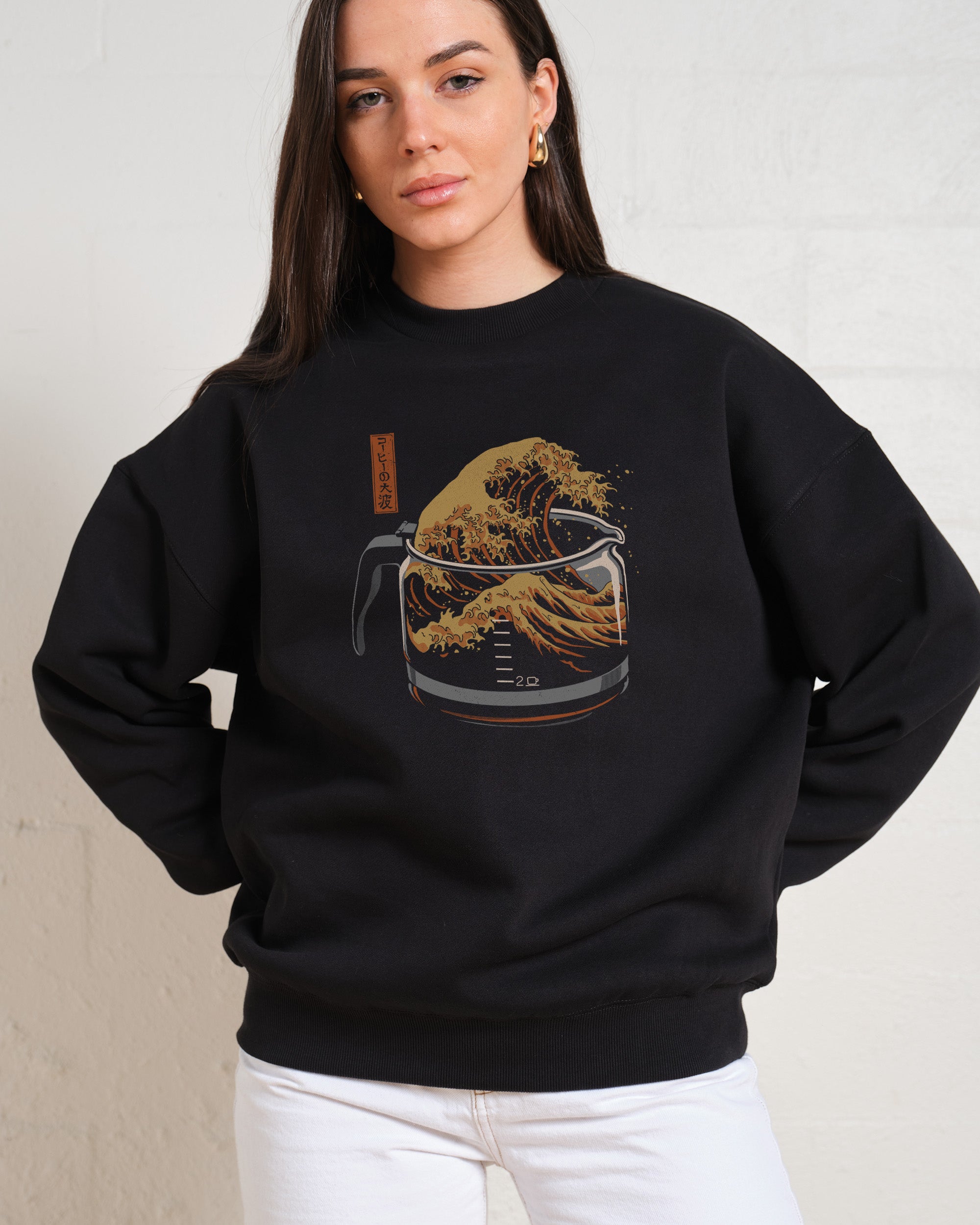 The Great Wave of Coffee Unisex Sweatshirt - Premium 80% Cotton 340gsm Graphic Print