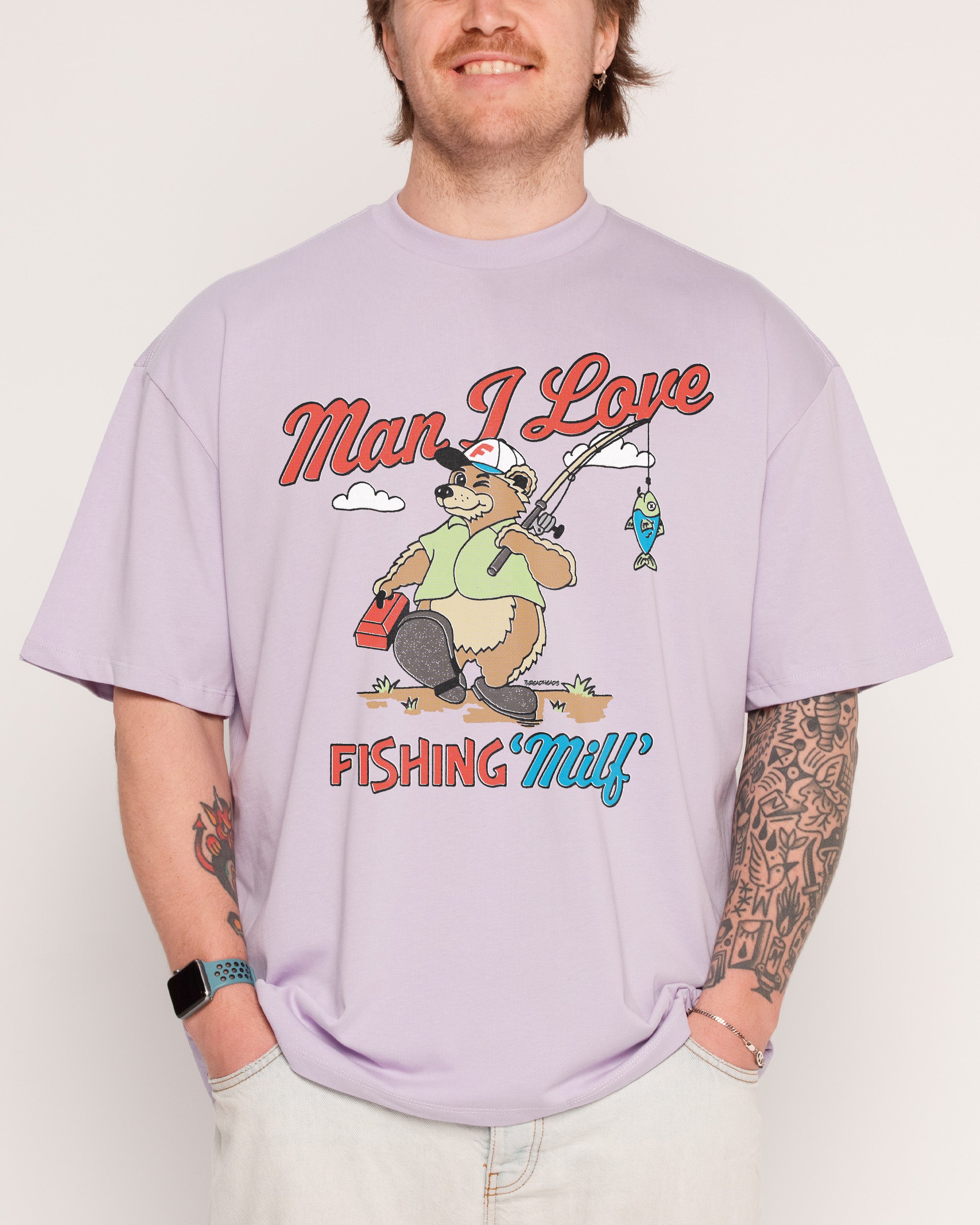 MILF Fishing Oversized Graphic T-Shirt - Unisex 90s Boxy Fit 100% Combed Cotton