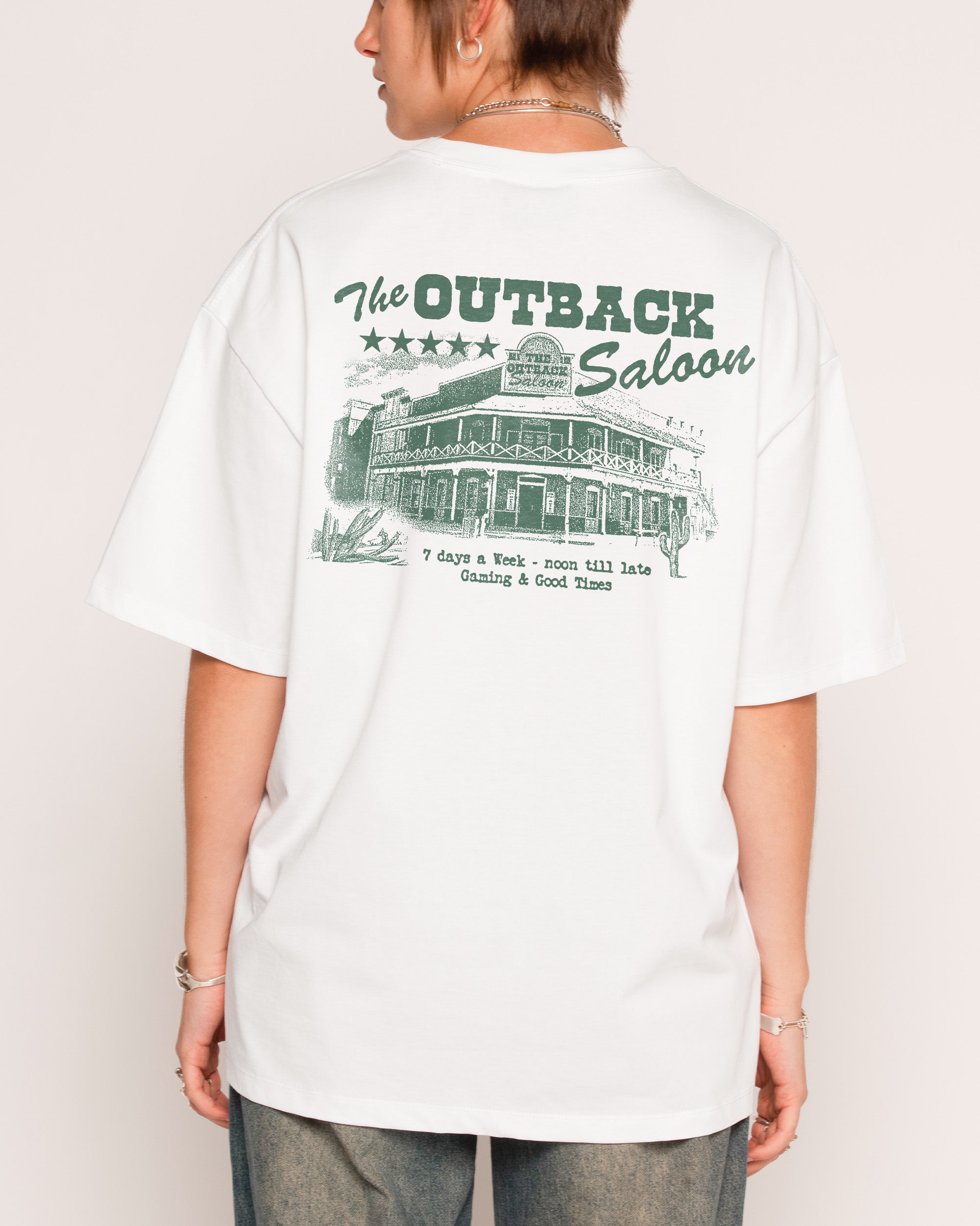 Outback Saloon Oversized Graphic Tee - Premium 100% Combed Cotton Unisex T-Shirt